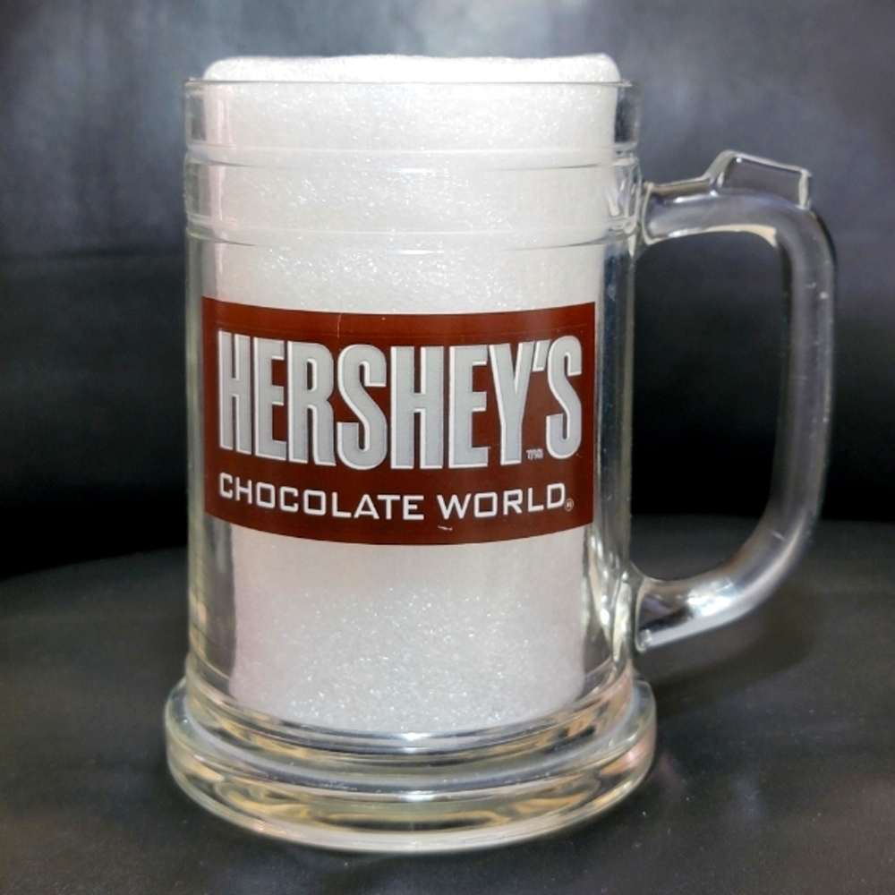 Hershey's Chocolate World  Heavyweight Clear Glass Mug Tankard Beer Stein 16 oz.